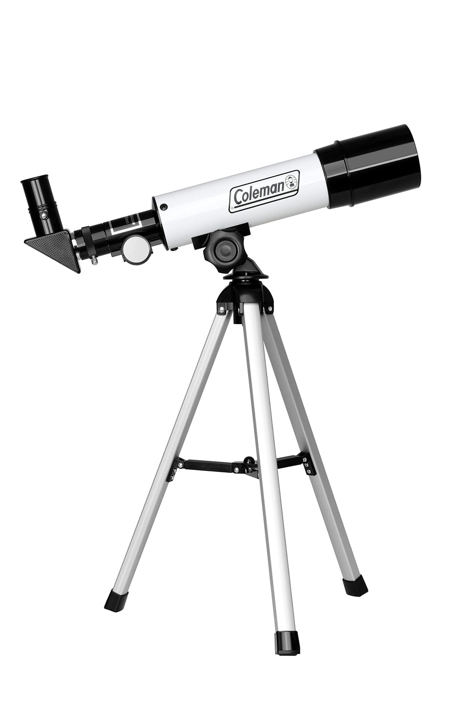 Coleman 360x50 refractor telescope eyepieces in use for celestial and terrestrial viewing.