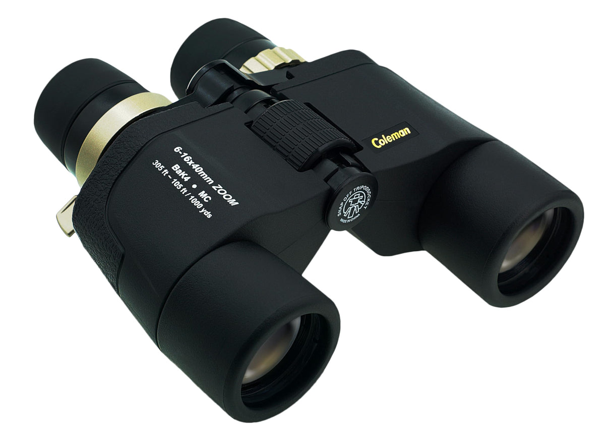 Coleman 6-16x40 full-size zoom binoculars deliver sharp views for sports and nature.