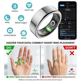 COLMI package with ring, charging cable and manual for an easy out-of-the-box setup
