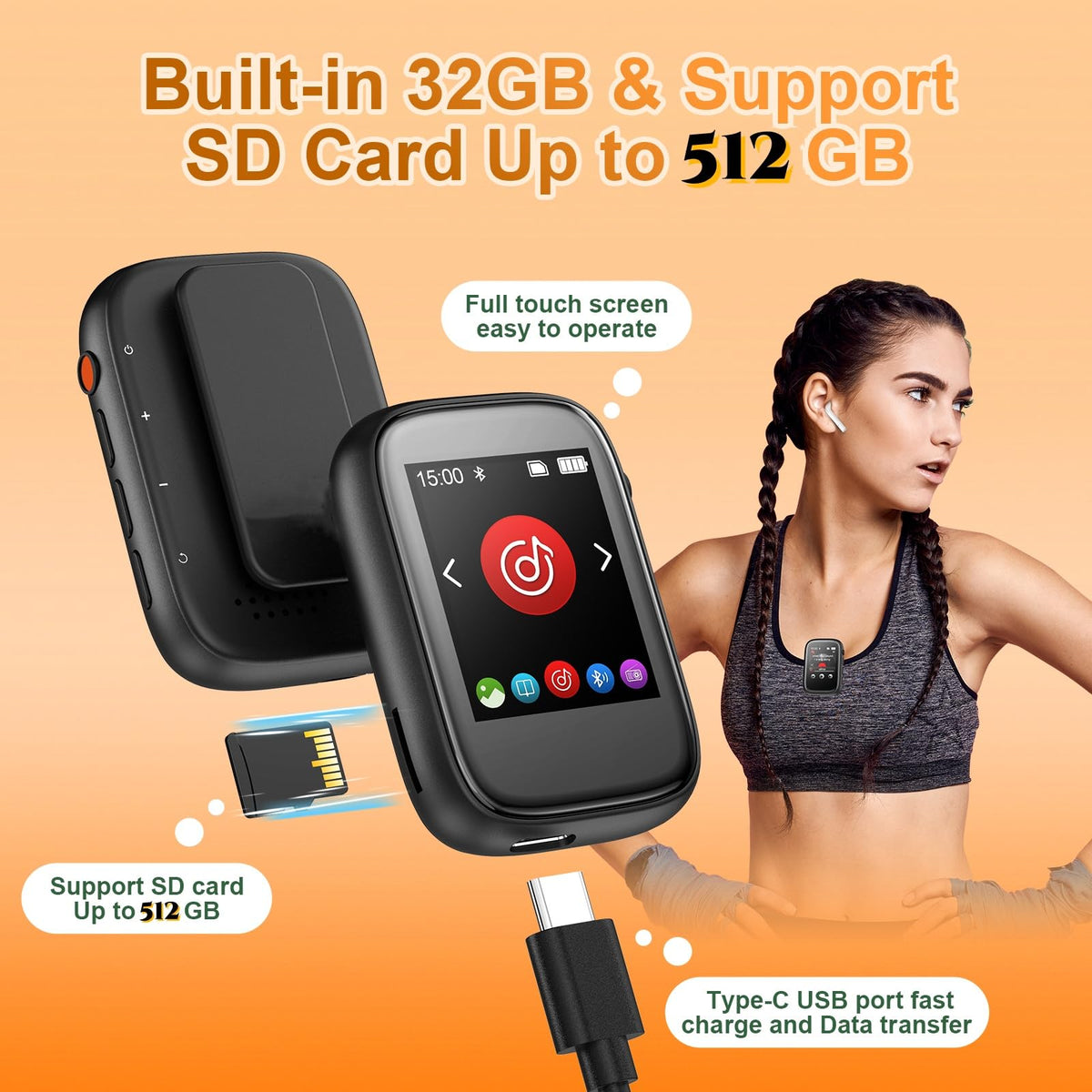Colorcool clip-on-back design stays secure during sports.