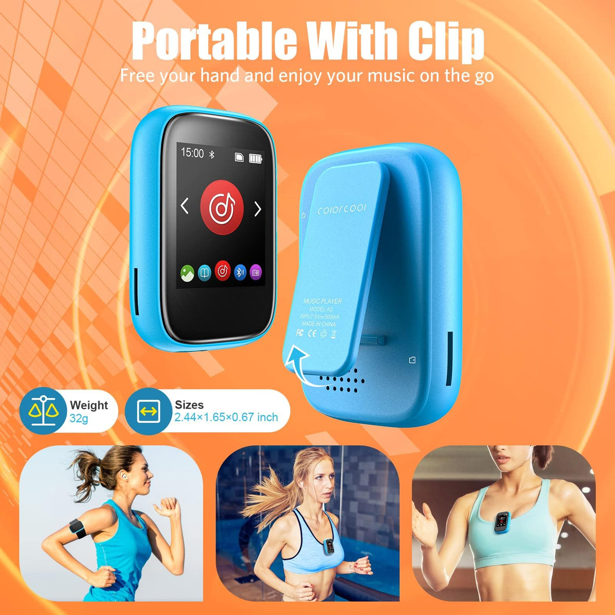 Colorcool MP3 built-in speaker for music without headphones.