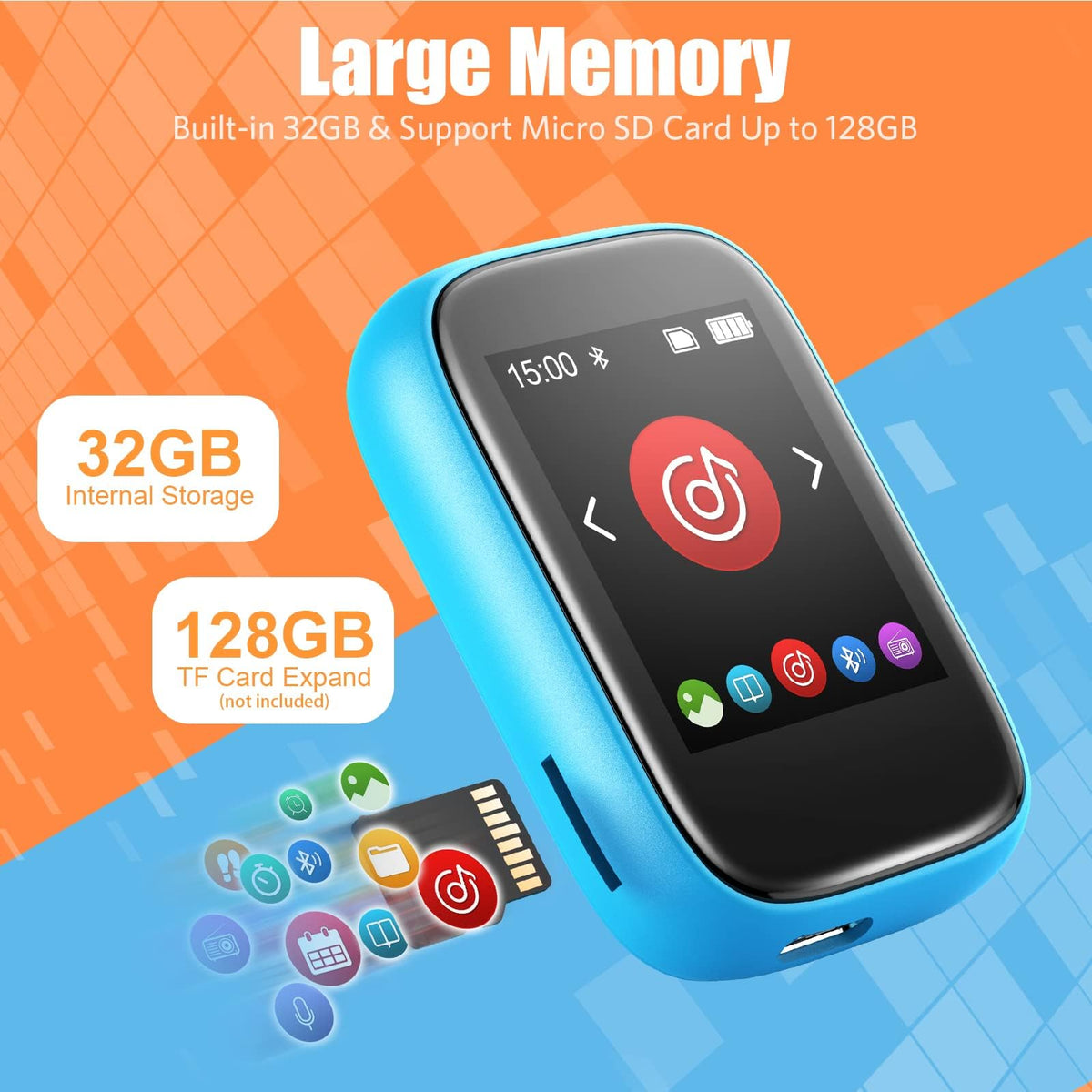 Colorcool MP3 FM radio for local stations during commutes.