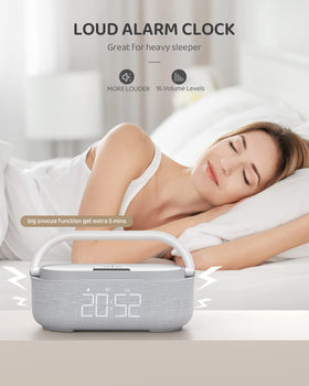 COLSUR 6-in-1 alarm clock with wireless charger and compact design