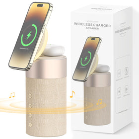 COLSUR front view showing charger speaker and lamp, declutters bedside