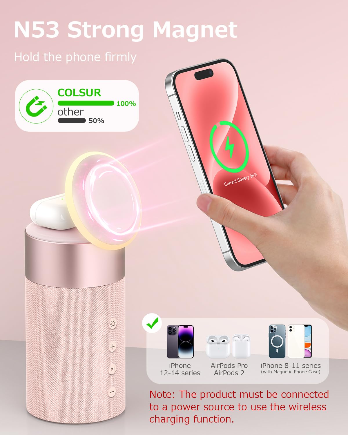 COLSUR lifestyle desk use beside laptop showing multitasking audio and charging convenience benefit