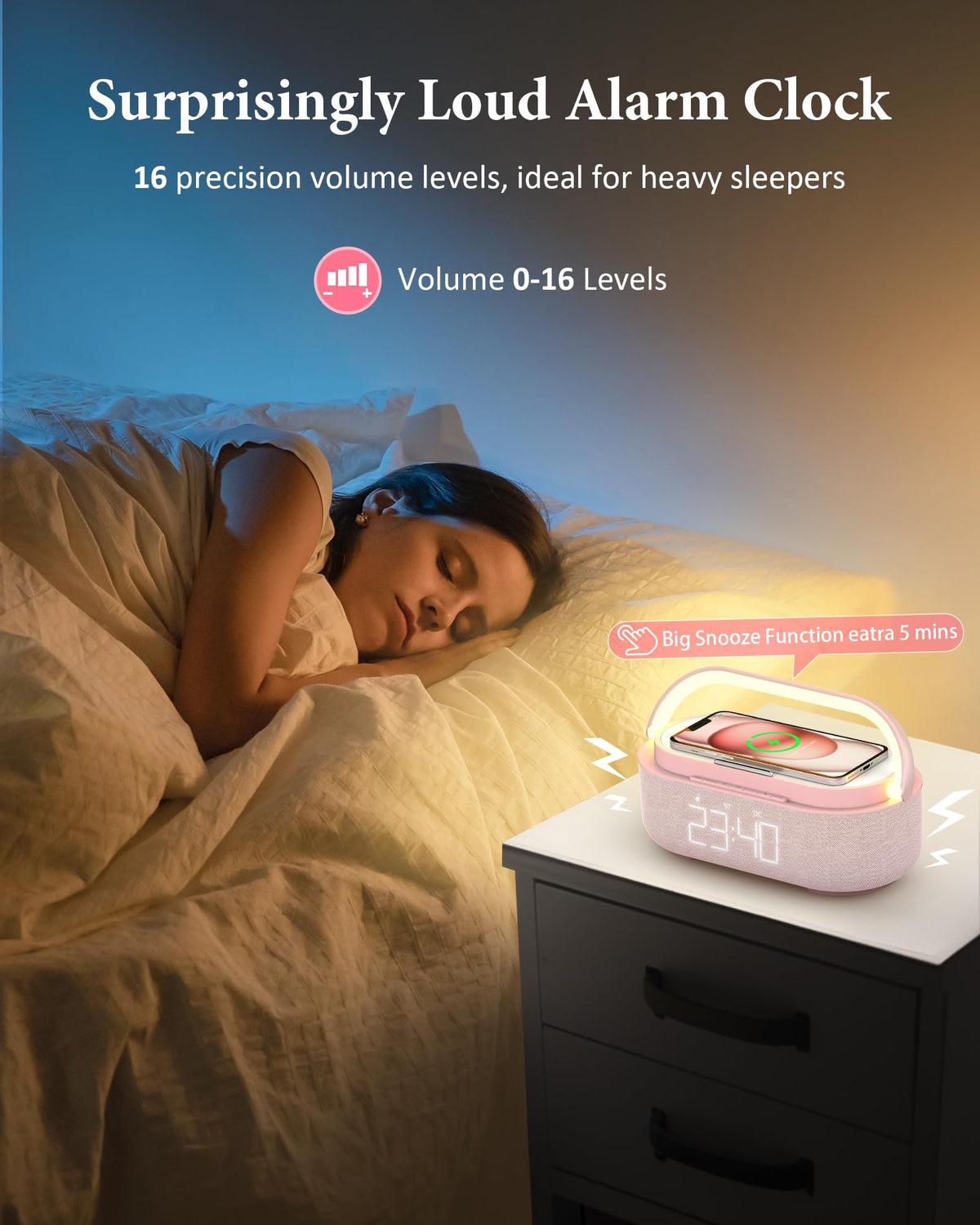 Colsur pink adjustable night-light glow for late-night reading.