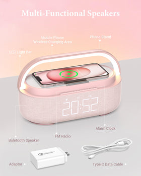 Colsur pink bedside stand with built-in phone holder for easy viewing.