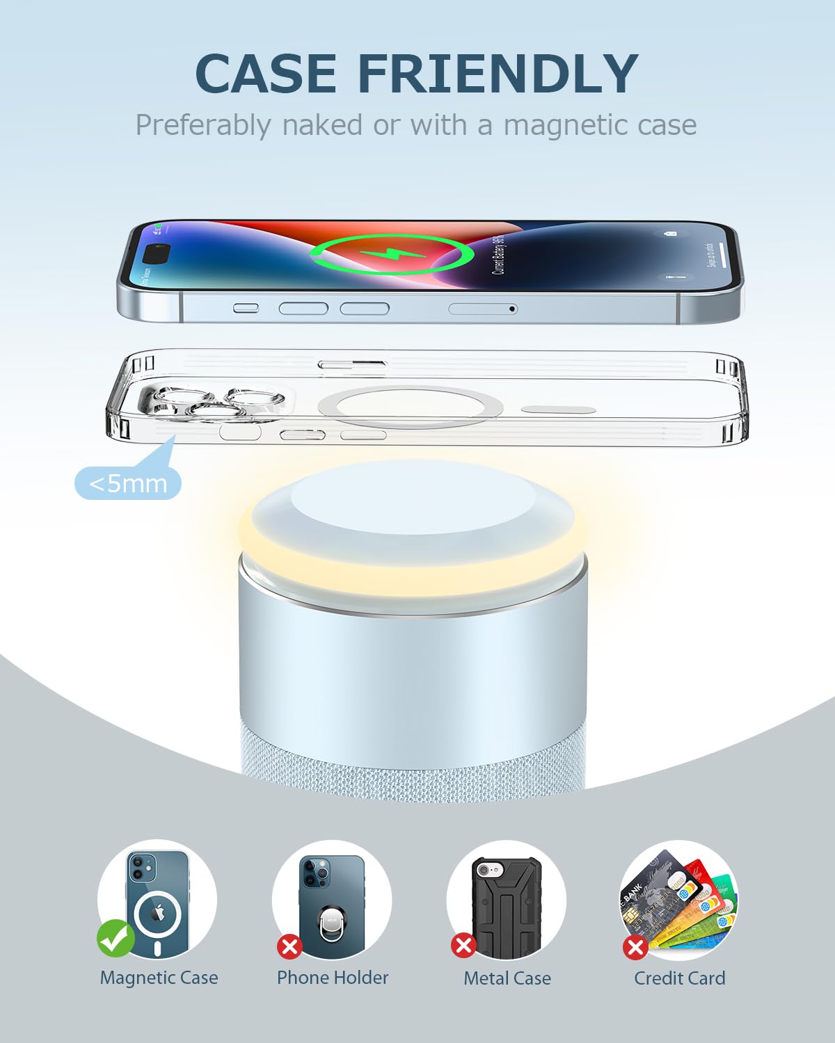 COLSUR phone mounted horizontally on charger demonstrating stable viewing