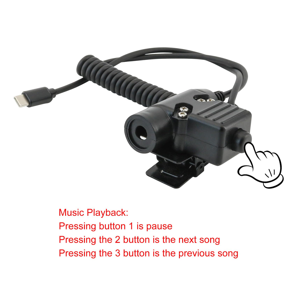 COMBATGEAR U94 PTT adapter compatible with Type-C phones and headsets for quick comms.