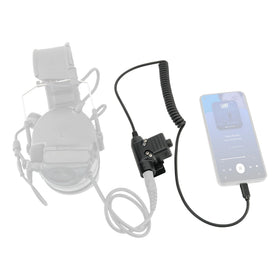 COMBATGEAR U94 PTT adapter showing Type-C plug compatibility for Android and iPhone devices.