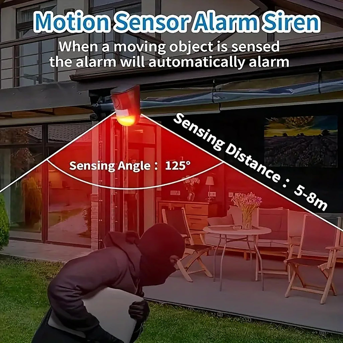 Comboss alarm highlighting 6-LED strobe for daytime and nighttime signaling