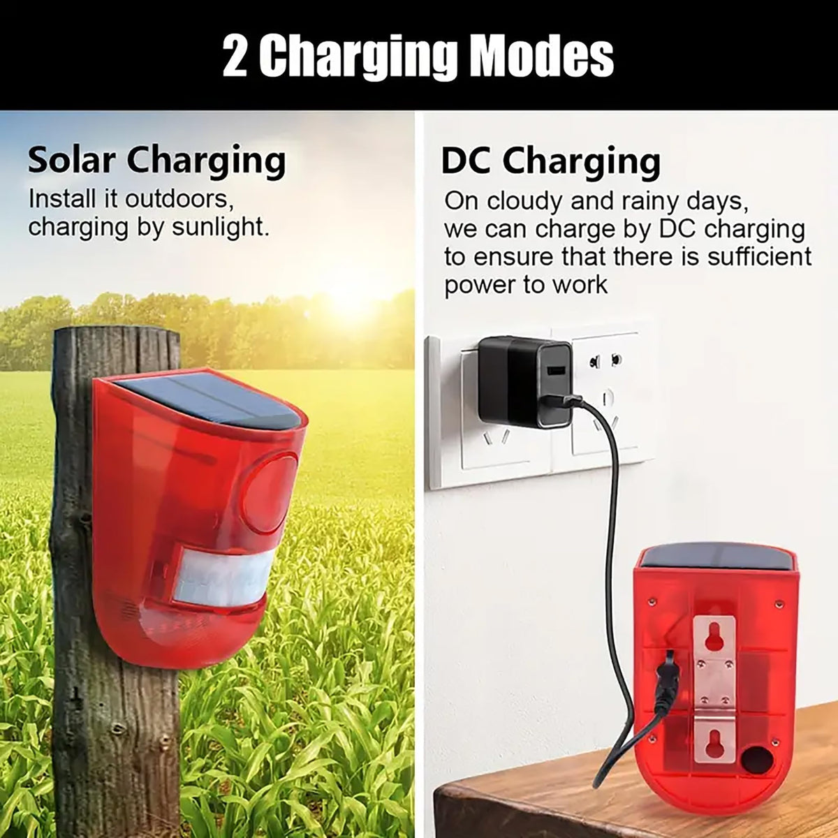 Solar panel and USB backup cable of Comboss alarm for eco-friendly power