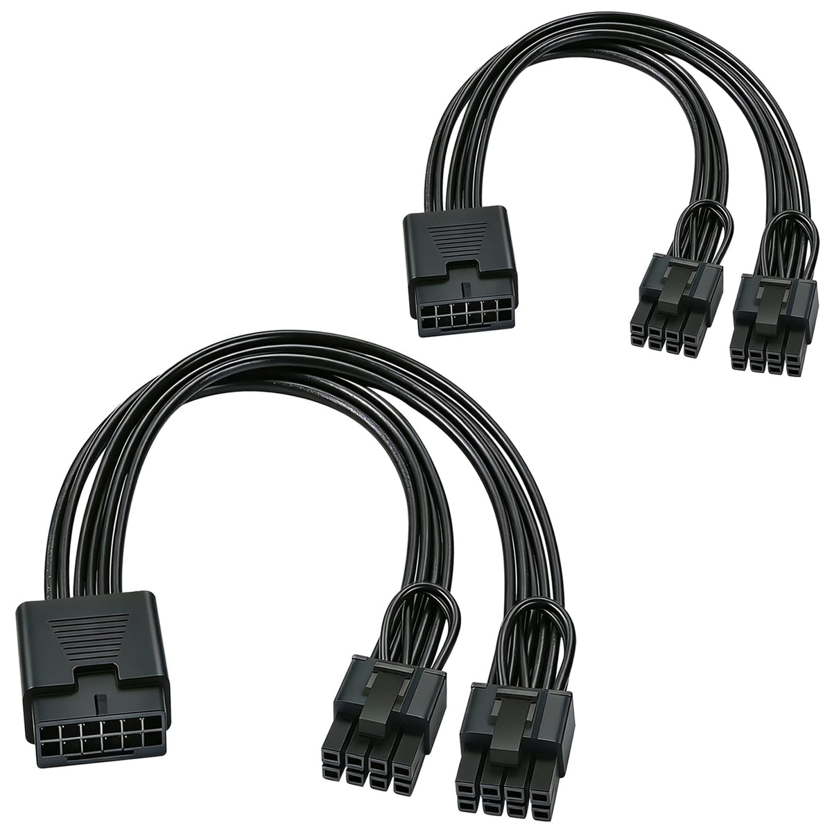 COMeap 12VHPWR extension with 16-pin to dual 8-pin connectors for GPU power.