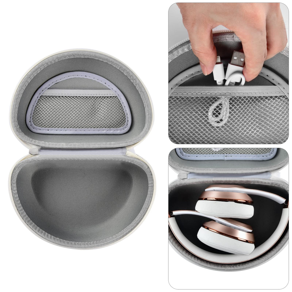 Comecase 360-degree zipper allows easy access to folded headphones.