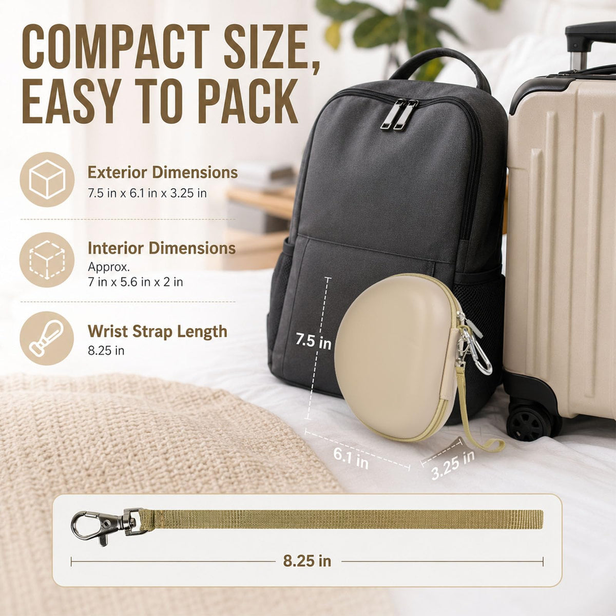 Comecase clipped to backpack in lifestyle scene showing travel-ready convenience