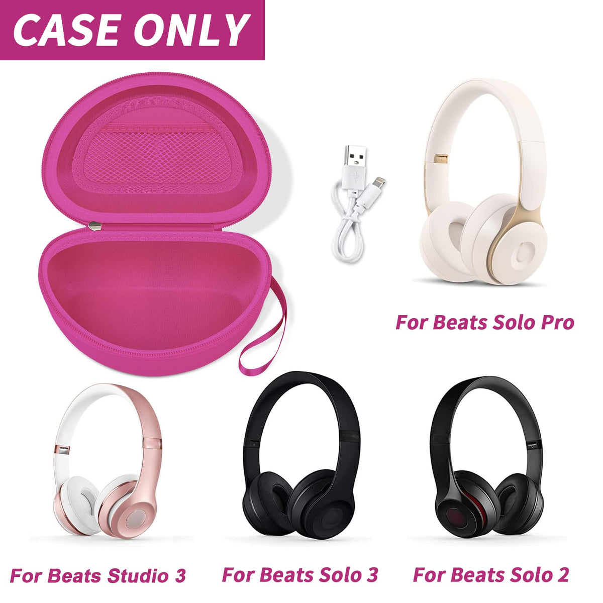 Comecase Beats Solo3 inside layout shows mesh pocket for cables and small accessories