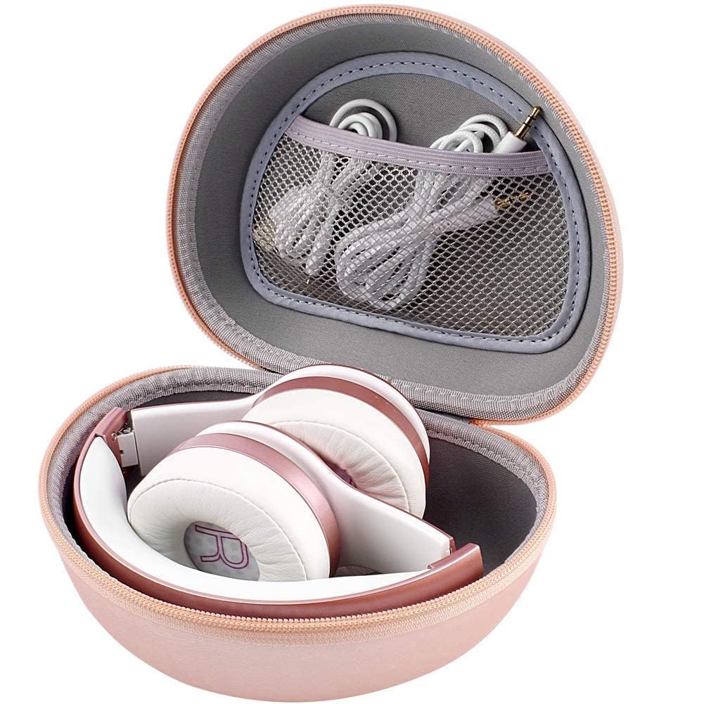 Comecase front view rose gold case protecting headphones safely