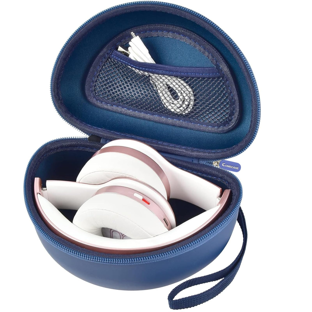 Comecase blue hard case front view protecting Beats Solo 4 on the go
