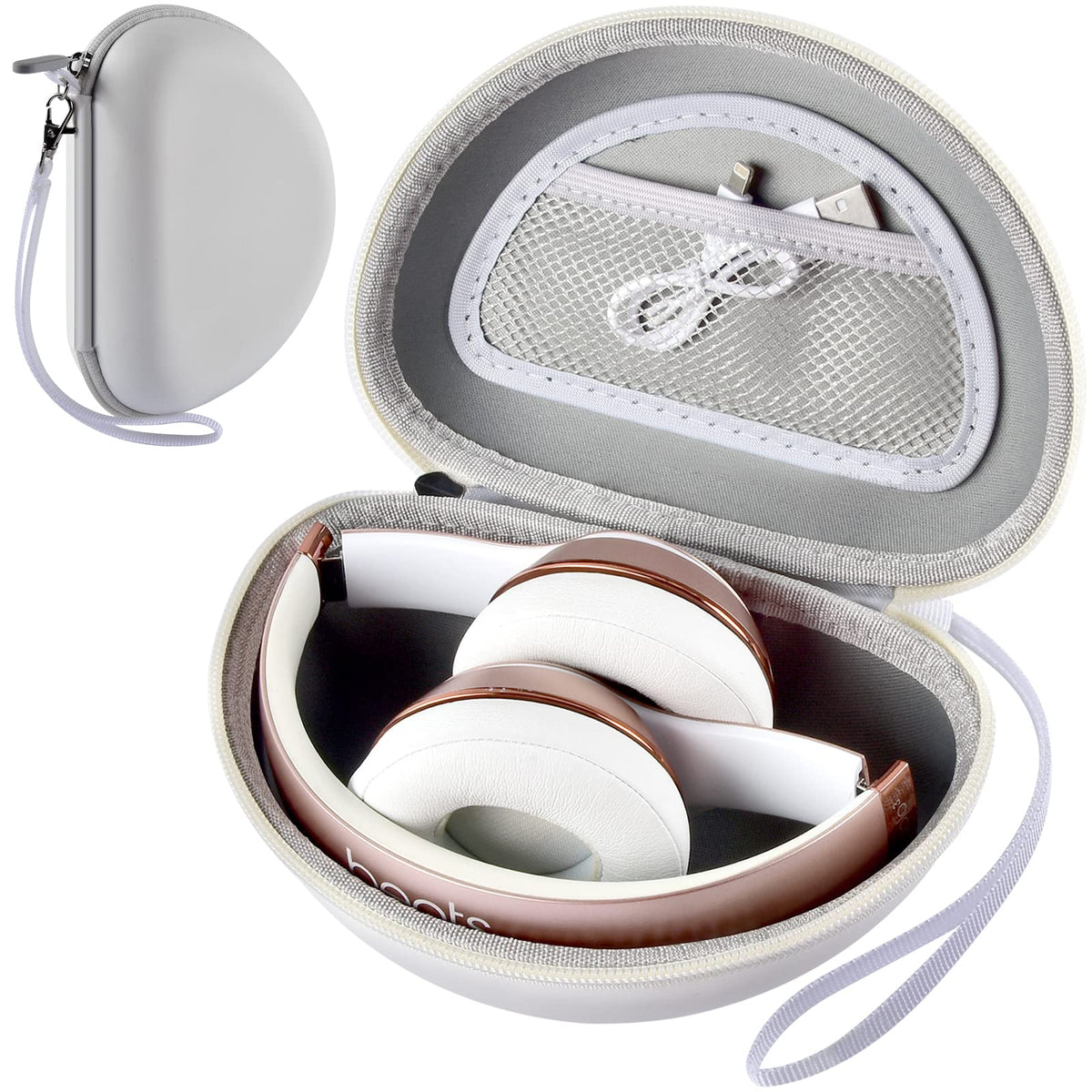 Comecase hard headphone case inside view protects Beats Solo 2–4 from bumps.