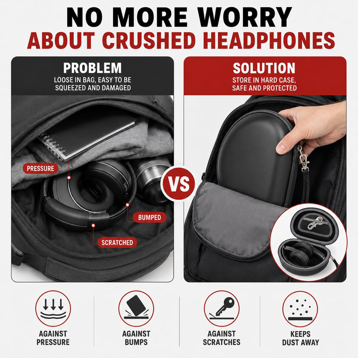 Comecase fits Beats Solo 2 folded for compact storage