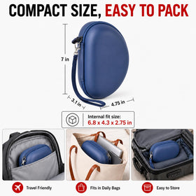 Detachable wrist strap on blue Comecase enables hands-free carry