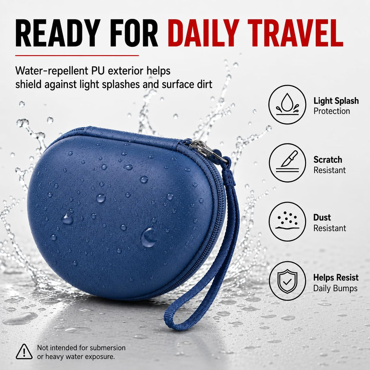 Lightweight blue Comecase travels easily in backpack or tote