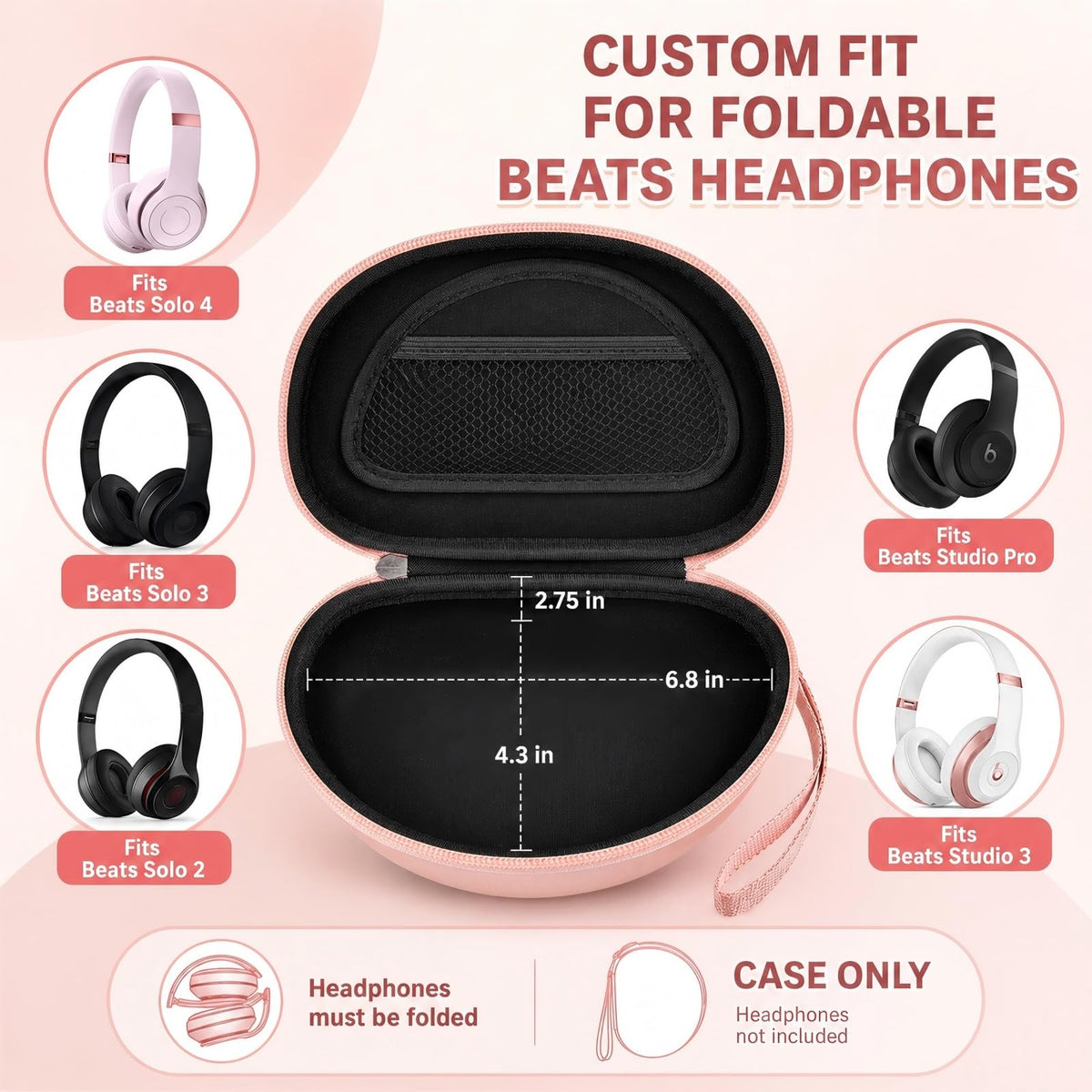 Comecase internal fit 6.8x4.3x2.75 inches keeps folded headphones secure