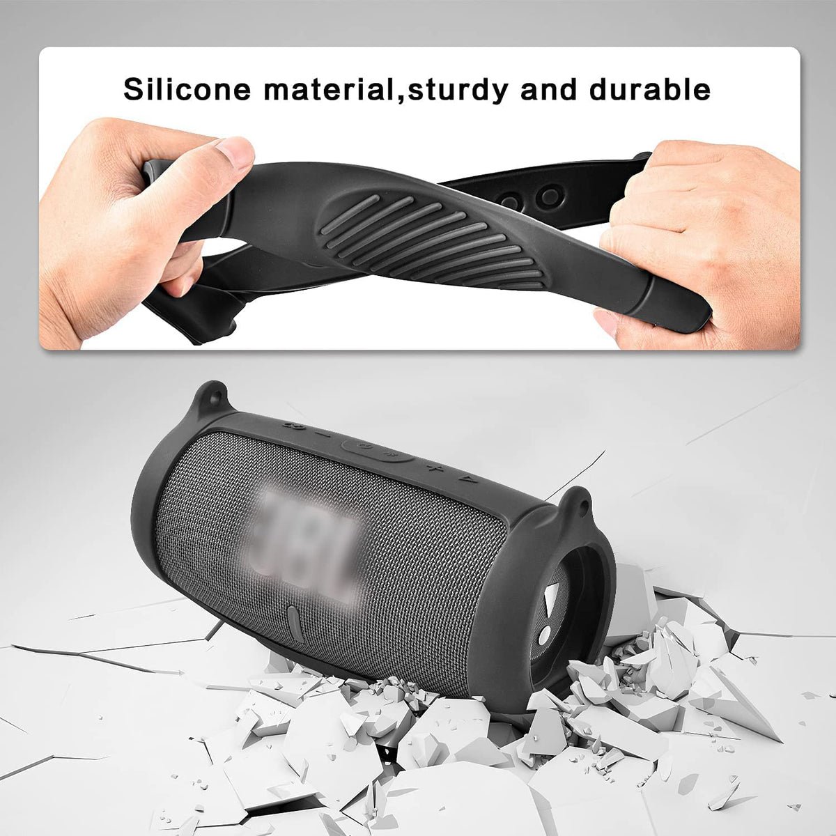 Comecase JBL Charge 5 carabiner attachment for easy backpack carry.