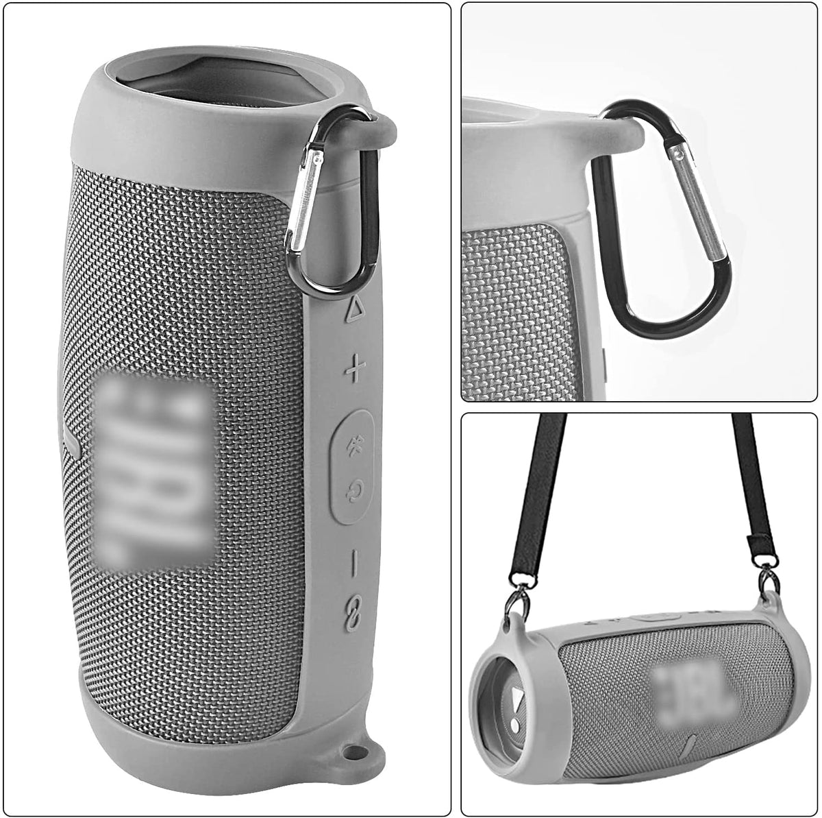 Comecase JBL Charge 5 silicone case with shoulder strap for travel.