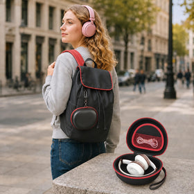 Comecase on luggage in travel setting for secure transport