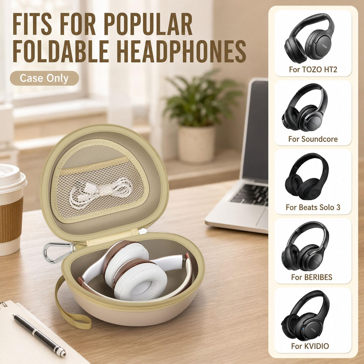 Comecase open interior with mesh pocket organizing cables and adapters securely