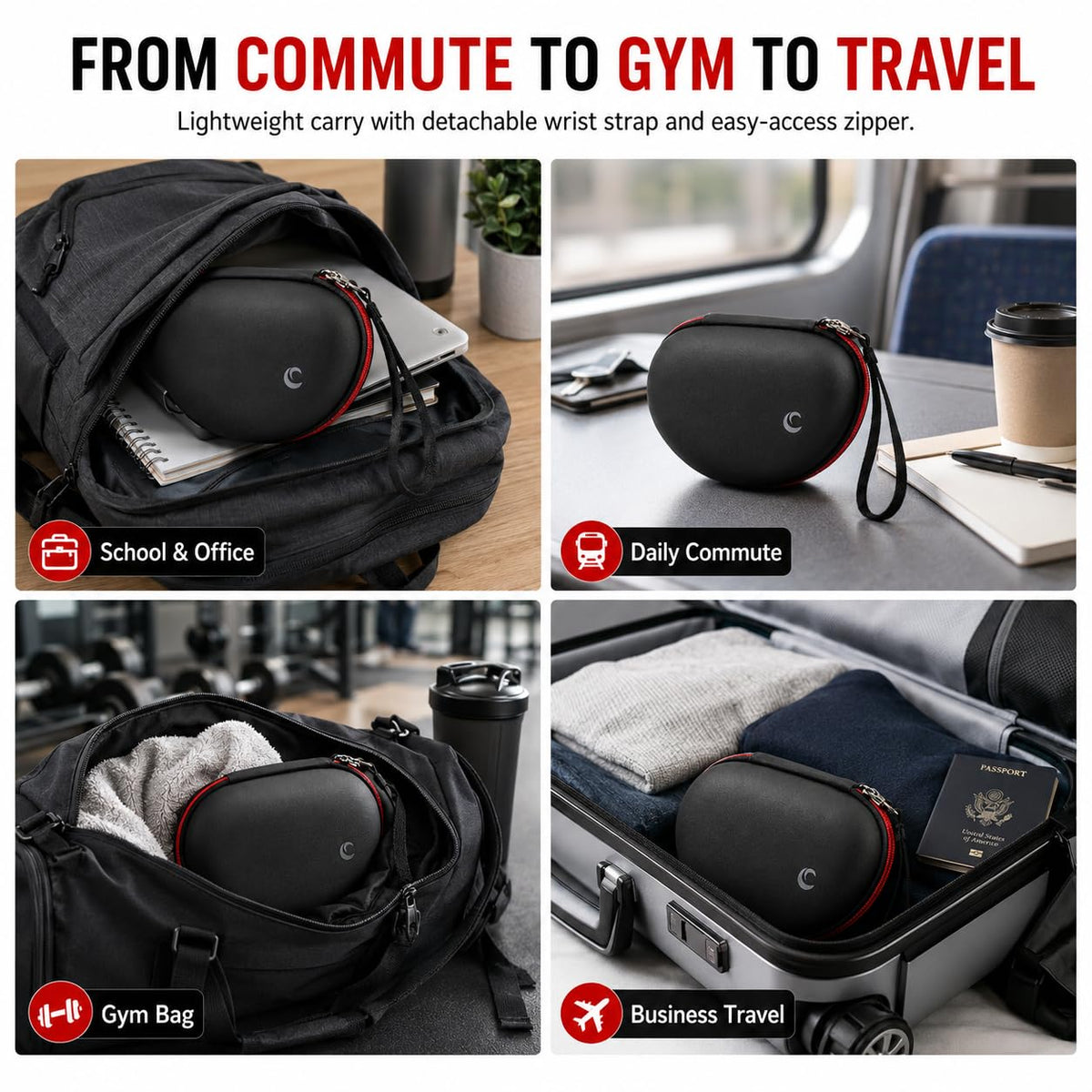 Comecase integrated mesh pocket keeps accessories organized for gym, school, or office.