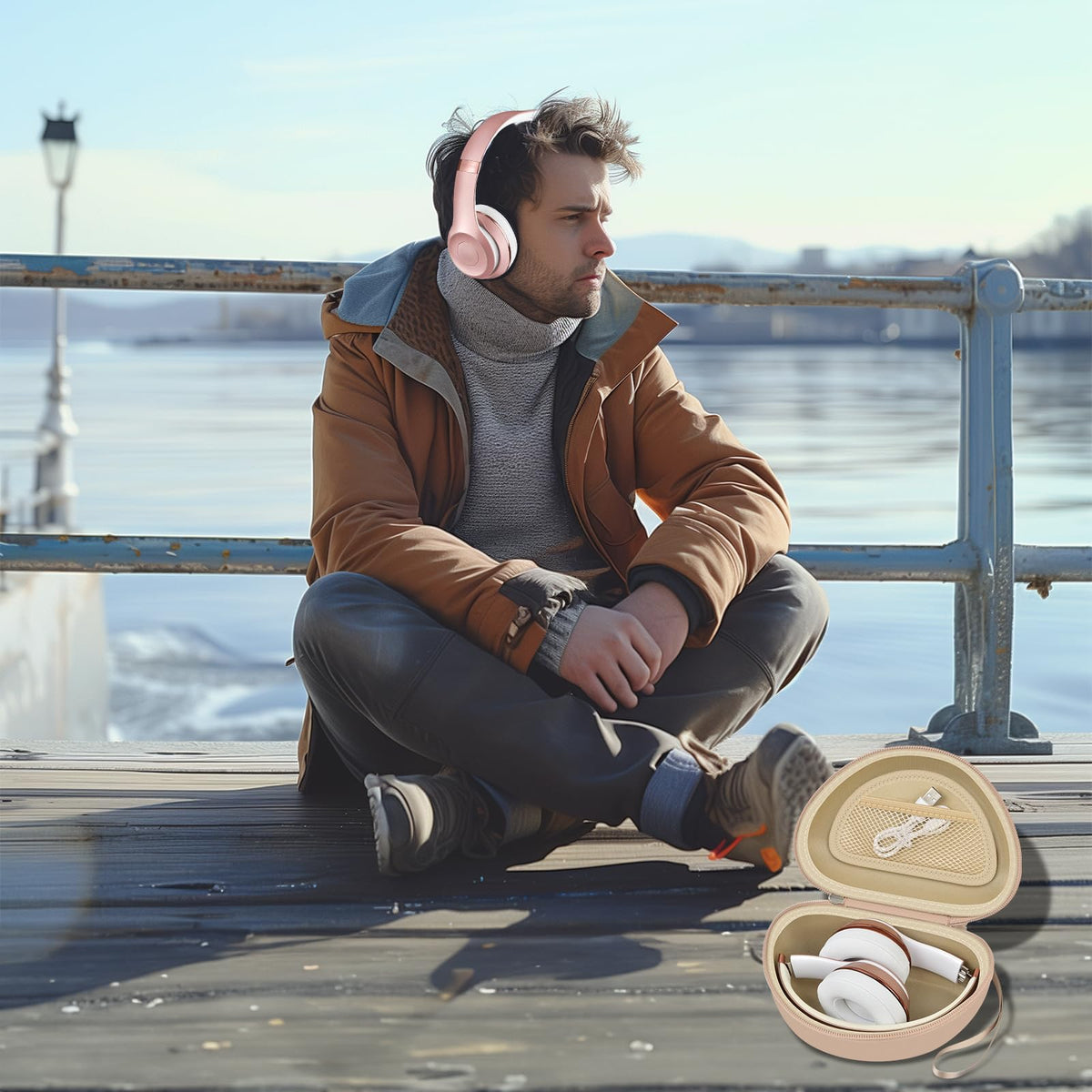 Comecase water-repellent PU exterior keeps headphones dry from light splashes.