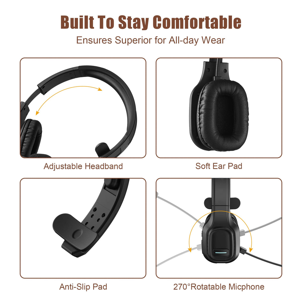 COMEXION earcup detail with soft protein leather for comfort