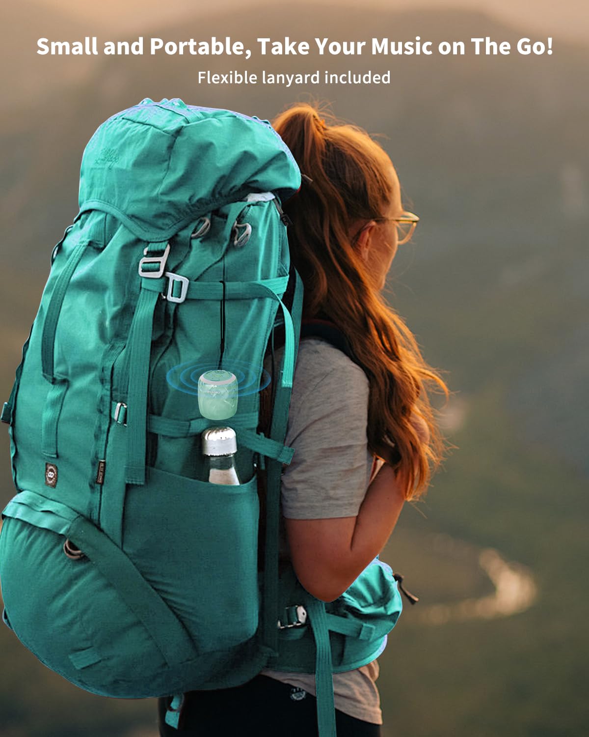 Lanyard attached for hands-free portability on hikes or showers.