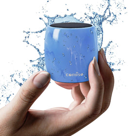 Comiso C17A mini speaker, side view, highlights compact design and punchy bass for travel.