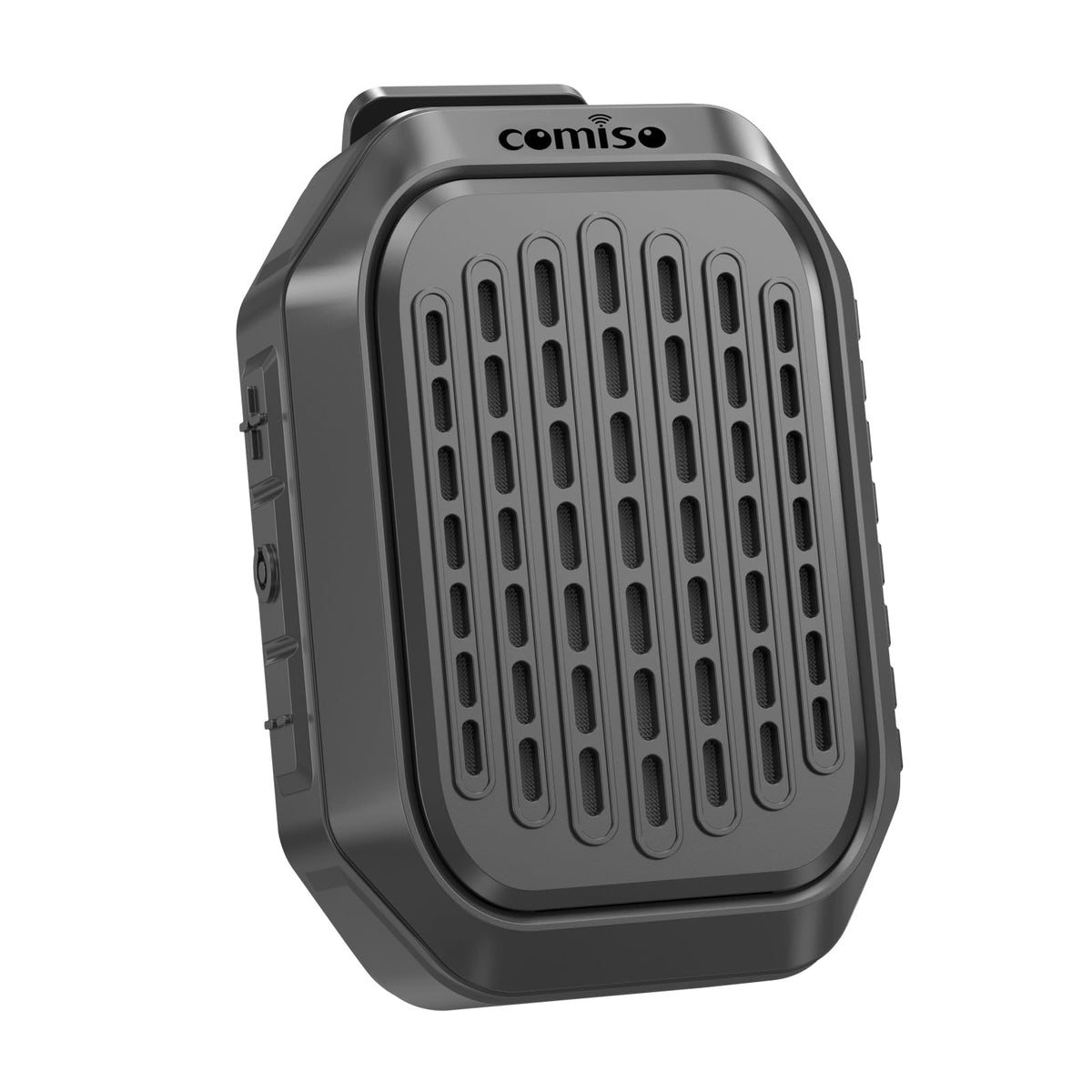 comiso wearable Bluetooth speaker clip-on design for hands-free listening on the go.