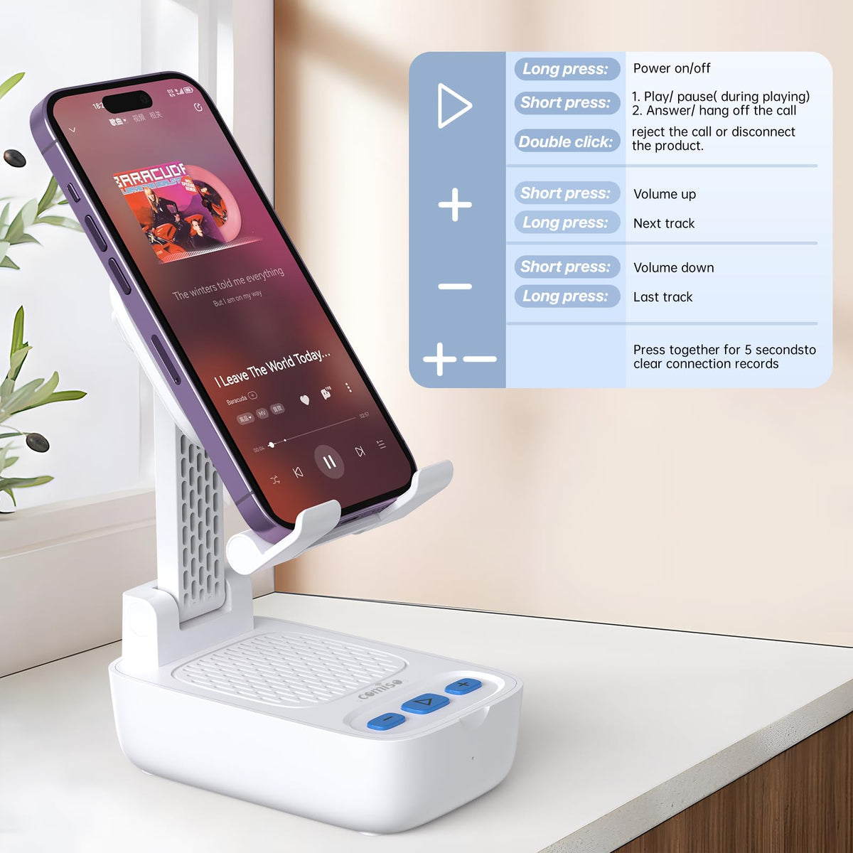 comiso X8 holding an iPhone in landscape for better hands-free viewing benefit