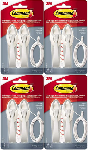 Command cord bundlers 4-pack front view keeps desk cables neat.