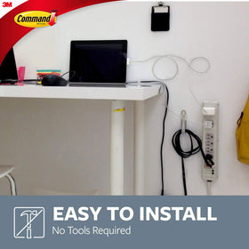 Command cord bundlers with adhesive strips ready for easy reorganization.