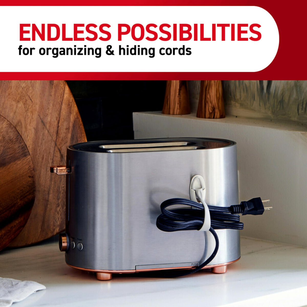 Command Cord Bundlers are ideal for dorm rooms and workspaces.