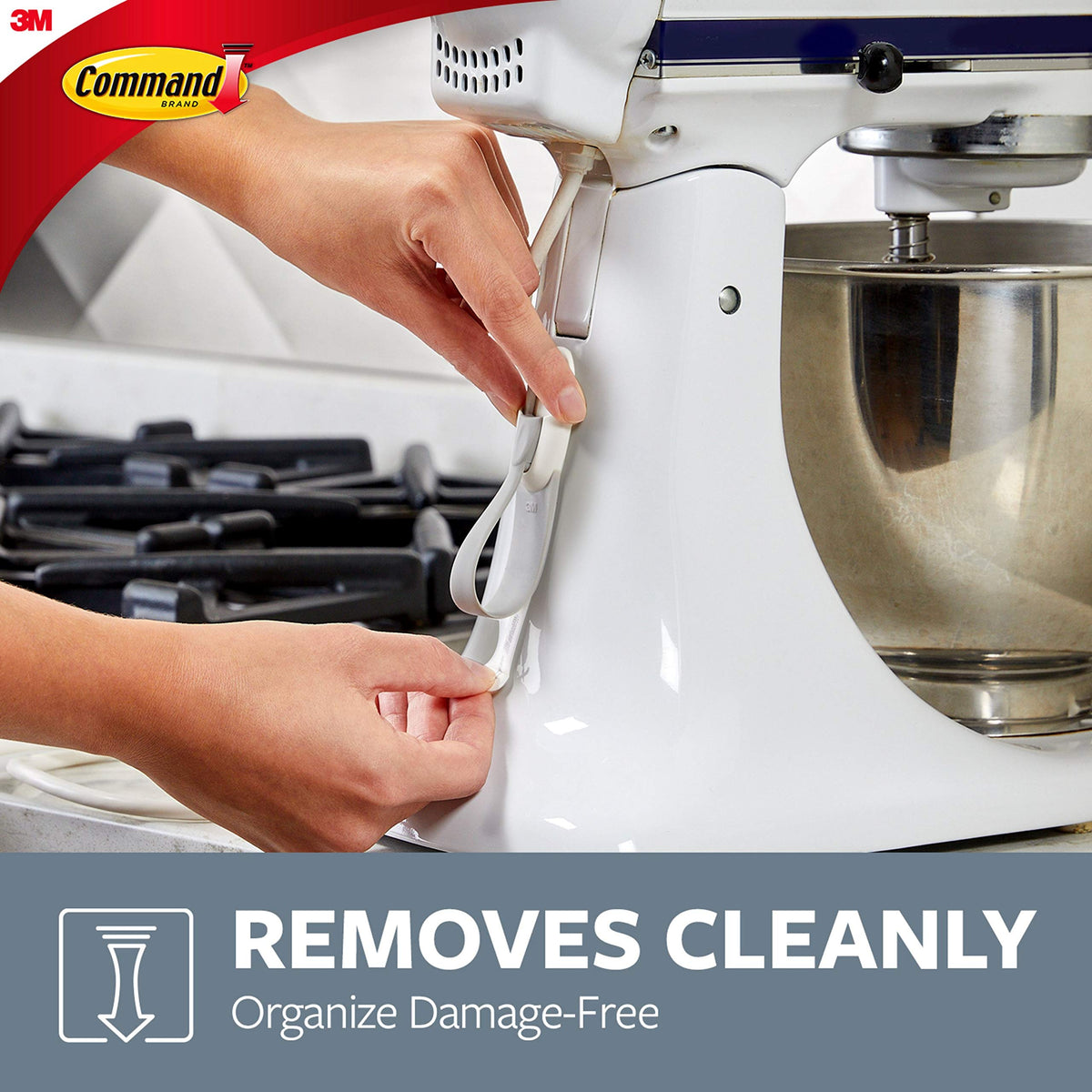 Command cord bundlers removal demonstrates damage-free exit from surfaces.