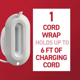 Command cord wrap mounted under desk keeping cables off the floor and organized
