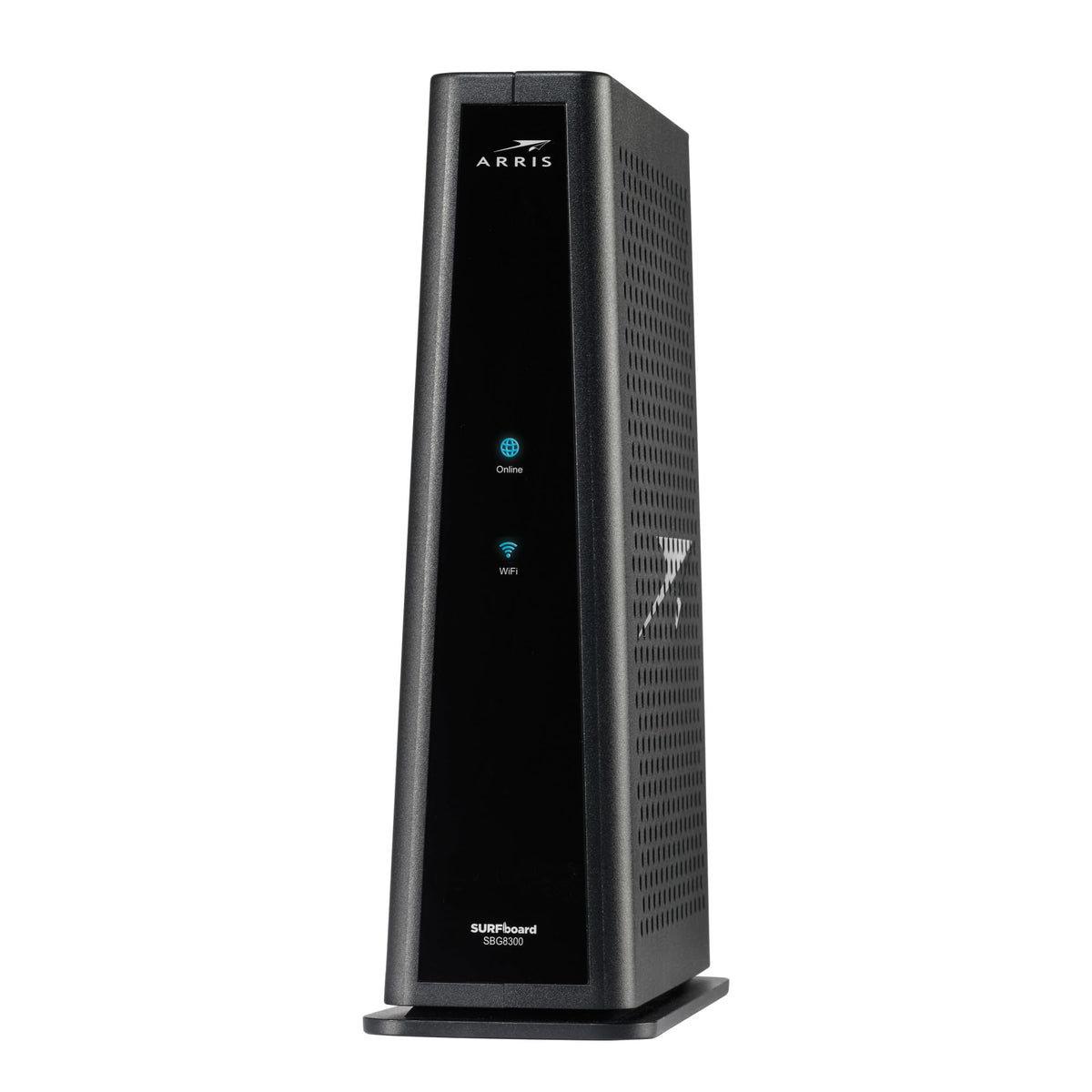 Commscope Arris SBG8300-RB front view with LED indicators for gigabit speeds.