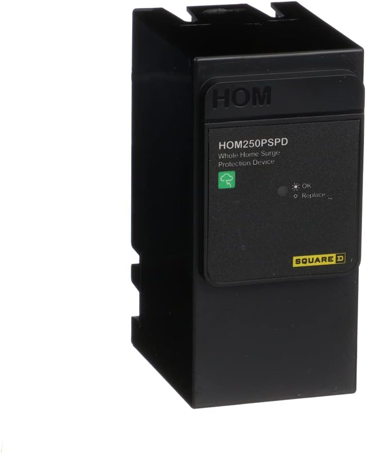Compact Square D Homeline SPD offers discreet, whole-house surge protection.