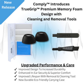 COMPLY TrueGrip in-ear tips demonstrate secure fit during activity with AirPods Pro.