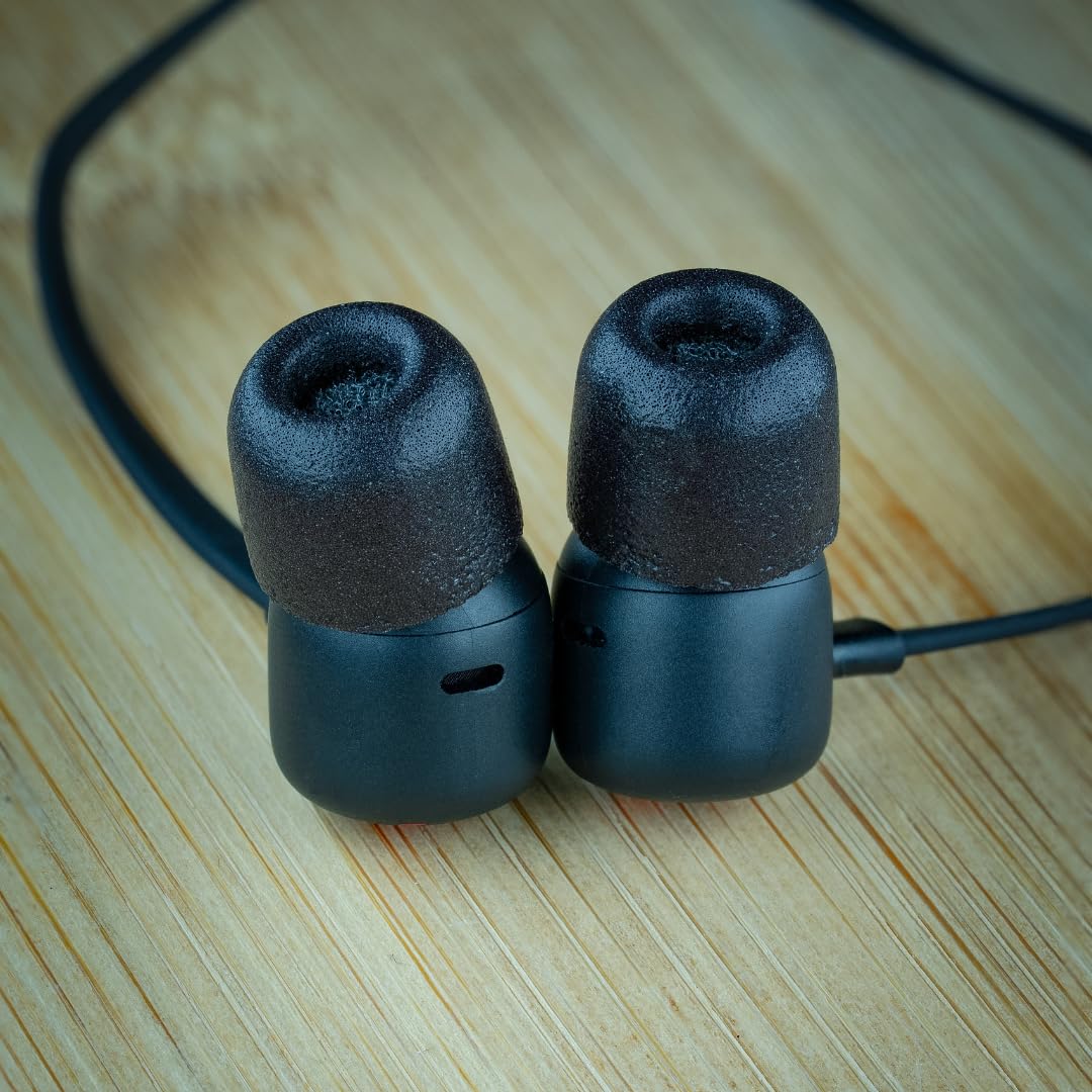 COMPLY T-400 noise-seal close-up reveals enhanced isolation for focused listening.