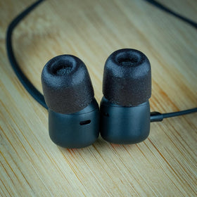 COMPLY T-400 noise-seal close-up reveals enhanced isolation for focused listening.