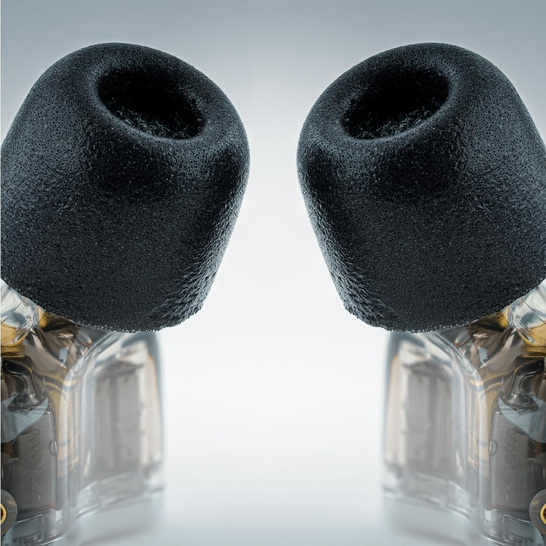 COMPLY 600 Core Series memory foam ear tips attached to an earbud for quick replacement
