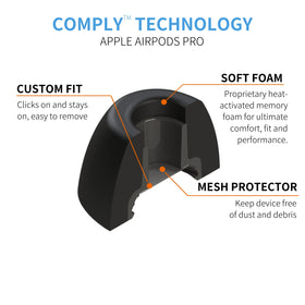 Easy installation demonstrates a quick click-fit with Comply tips on AirPods Pro.